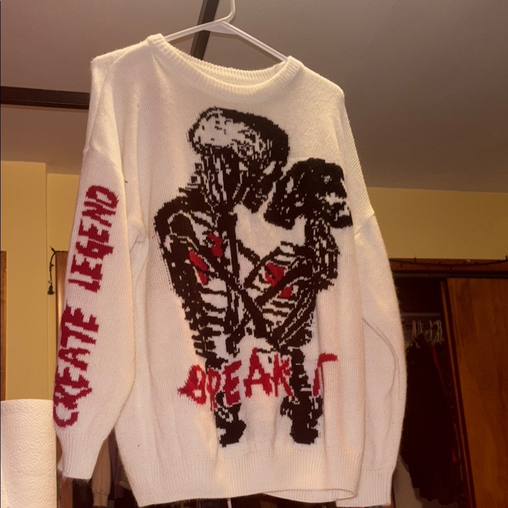 White Skeleton Graphic Sweater
